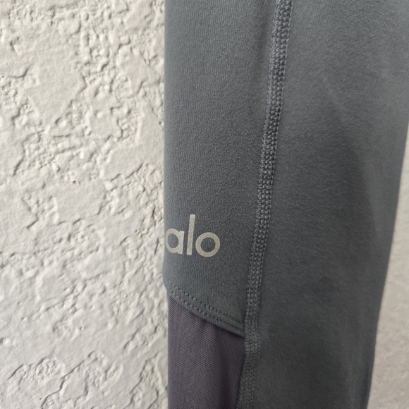 Alo XS Block Leggings Panel Mesh Steel Blue Cutout Sides - Picture 5 of 5